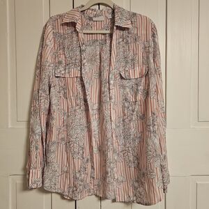 New York & Company Floral and Striped Blouse